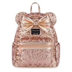 Disney Minnie Mouse Sequin Loungefly Mini Backpack – Rose Gold