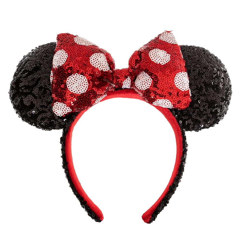 Disney Minnie Mouse Sequin Ear Headband With Sequin Polka Dot Bow For Adults 3 Disney Minnie Mouse Sequin Ear Headband With Sequin Polka Dot Bow For Adults
