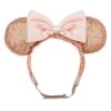 Disney Minnie Mouse Sequin Ear Headband With Strap For Adults – Rose Gold & Pink -Disney 2021059554749