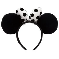 Disney Minnie Mouse Ear Headband With Satin Bow For Adults – Black And White -Disney 4503059550128 1