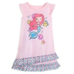 Disney Ariel And Flounder Nightshirt For Girls – The Little Mermaid