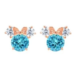 Disney Minnie Mouse Birthstone Earrings For Kids By CRISLU – Rose Gold