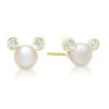 Disney Mickey Mouse Pearl Earrings By CRISLU – Yellow Gold